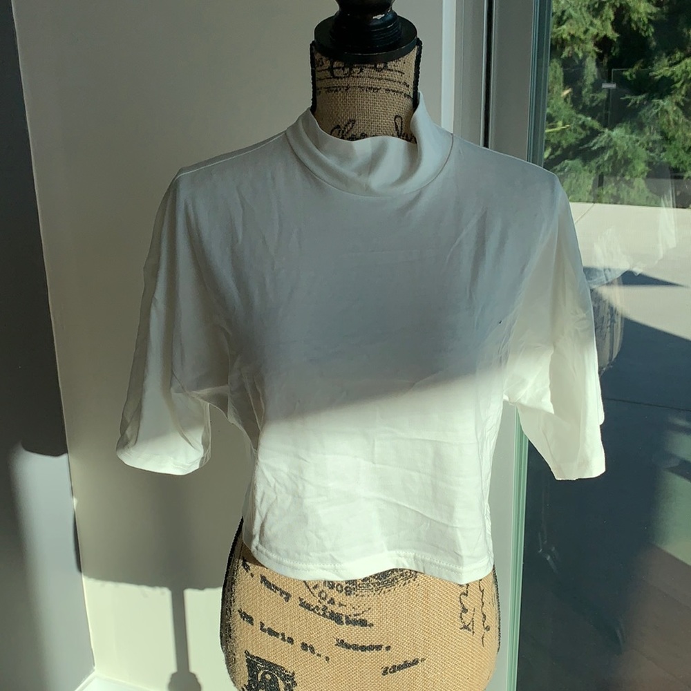 White mock neck
